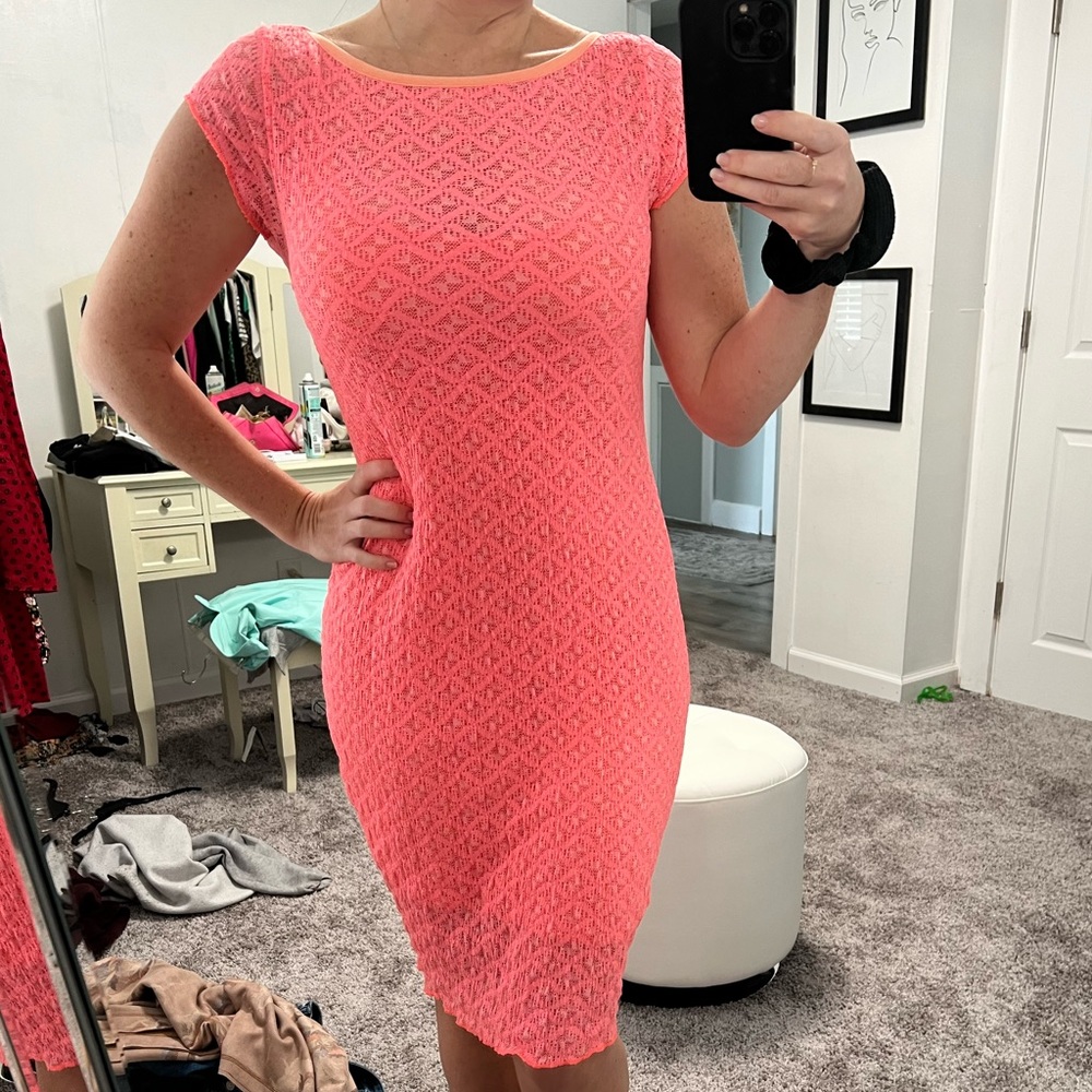 VICTORIA’S SECRET CORAL MIDI DRESS WITH MATCHING SLIP